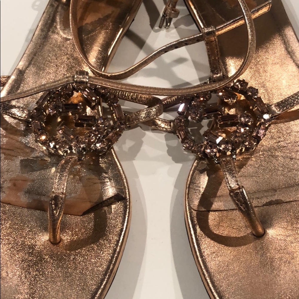 Gucci rose gold jeweled sandals